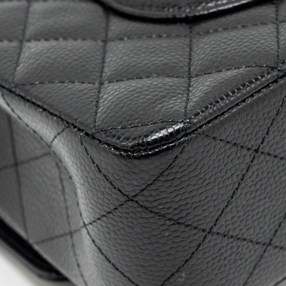 CHANEL Medium Classic Double Flap Bag Caviar Black  (Microchip)