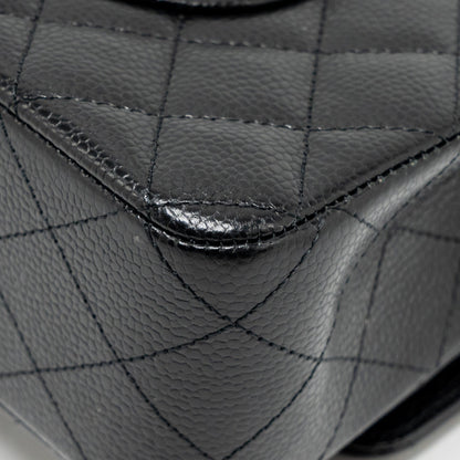 CHANEL Medium Classic Double Flap Bag Caviar Black  (Microchip)