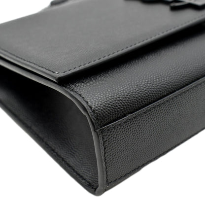 YVES SAINT LAURENT Kate Leather Chain Clutch Crossbody Bag Black