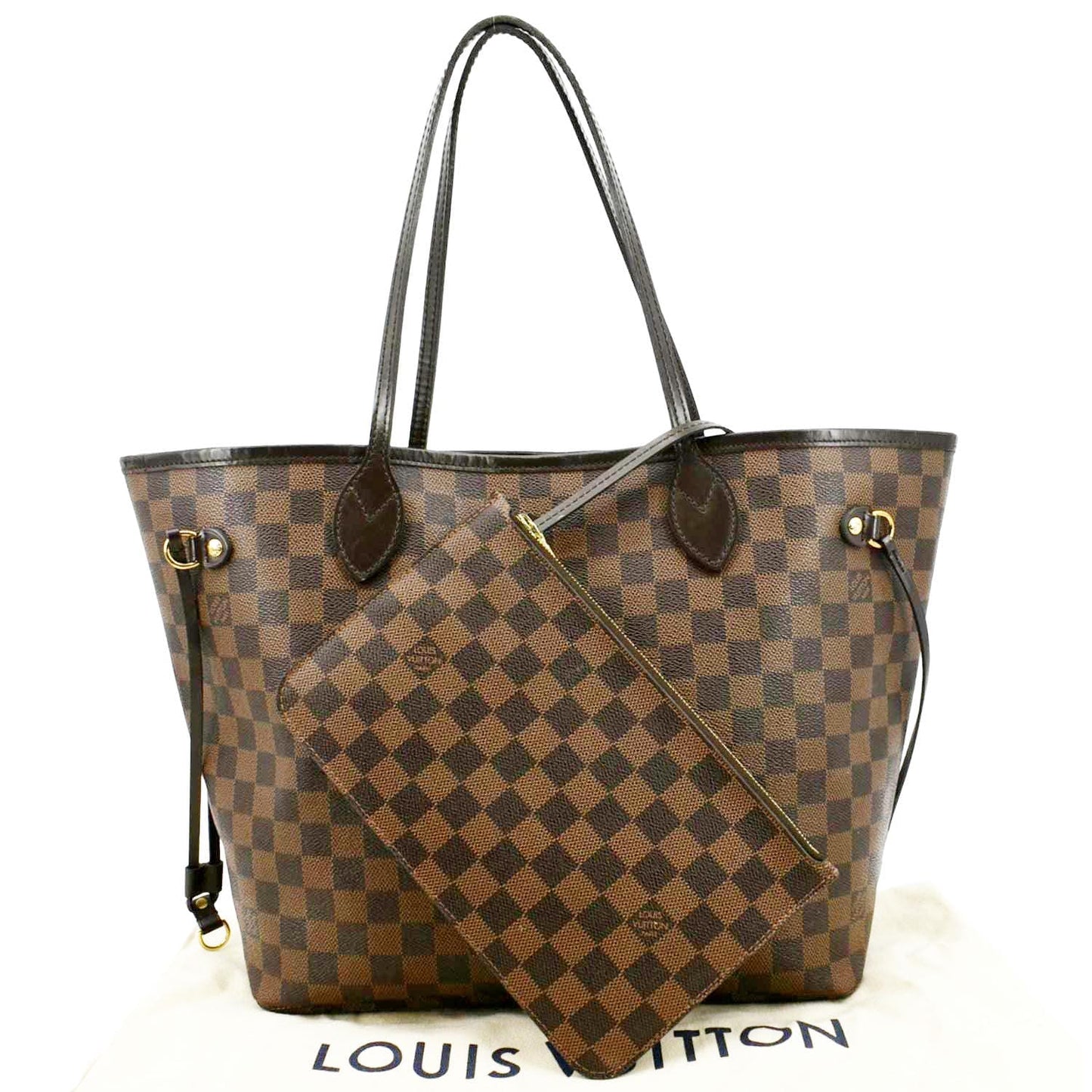 LOUIS VUITTON Neverfull MM Damier Ebene Shoulder Bag Brown