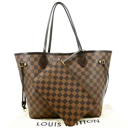 LOUIS VUITTON Neverfull MM Damier Ebene Shoulder Bag Brown