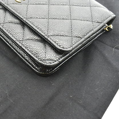 CHANEL Boy Woc Caviar Leather Wallet On Chain Clutch Bag Black