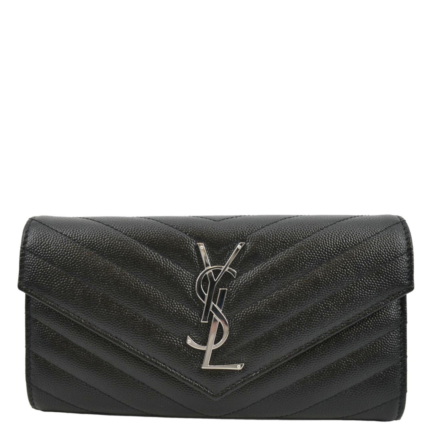 YVES SAINT LAURENT Monogram Grain De Poudre Leather Wallet Black