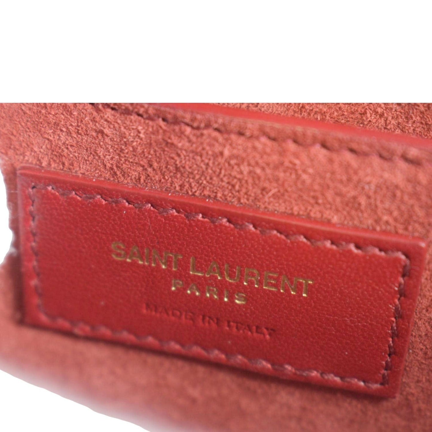 YVES SAINT LAURENT Kate Leather Chain Clutch Crossbody Bag Red