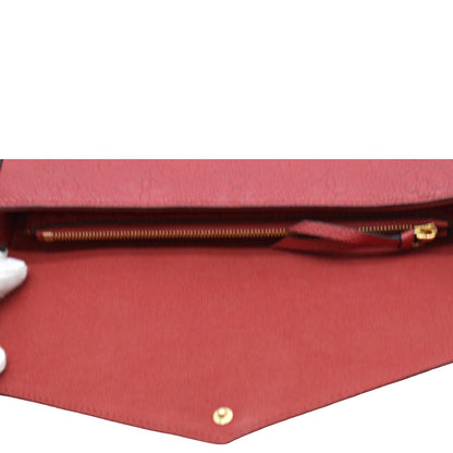 LOUIS VUITTON Pochette Felicie Monogram Empreinte Chain Wallet Red