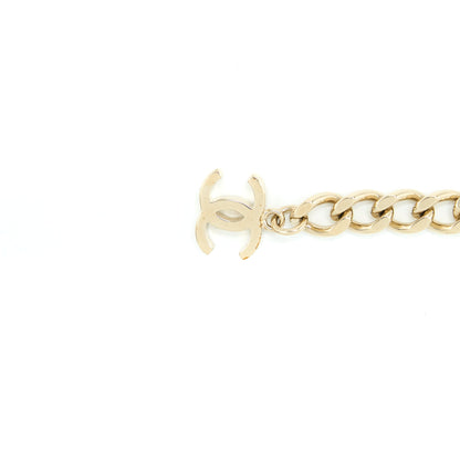 Chanel CC Logo Chain Vu Bracelet Crystal Light Gold Tone