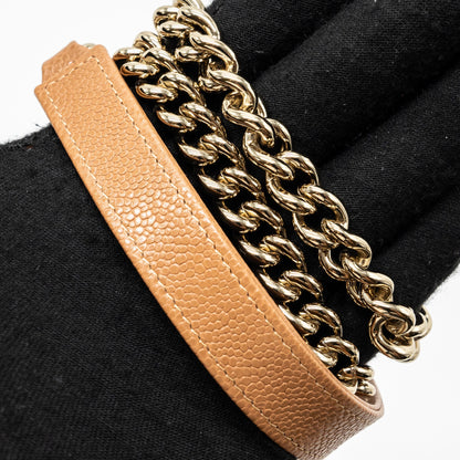 Chanel boy wallet on chain caviar light caramel L (microchip)