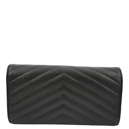 YVES SAINT LAURENT Monogram Grain De Poudre Leather Wallet Black
