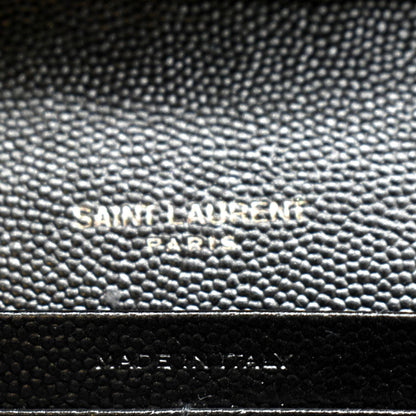 YVES SAINT LAURENT Cassandra Grain De Poudre Embossed Chain Wallet Black