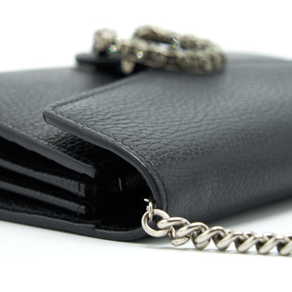 Gucci Mini Dionysus Wallet On Chain Grained Calfskin Black SHW