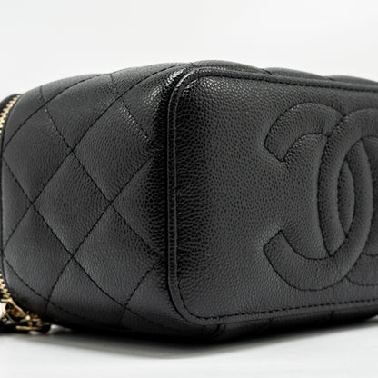 Chanel Long Vanity with Chain Caviar Black L (microchip)
