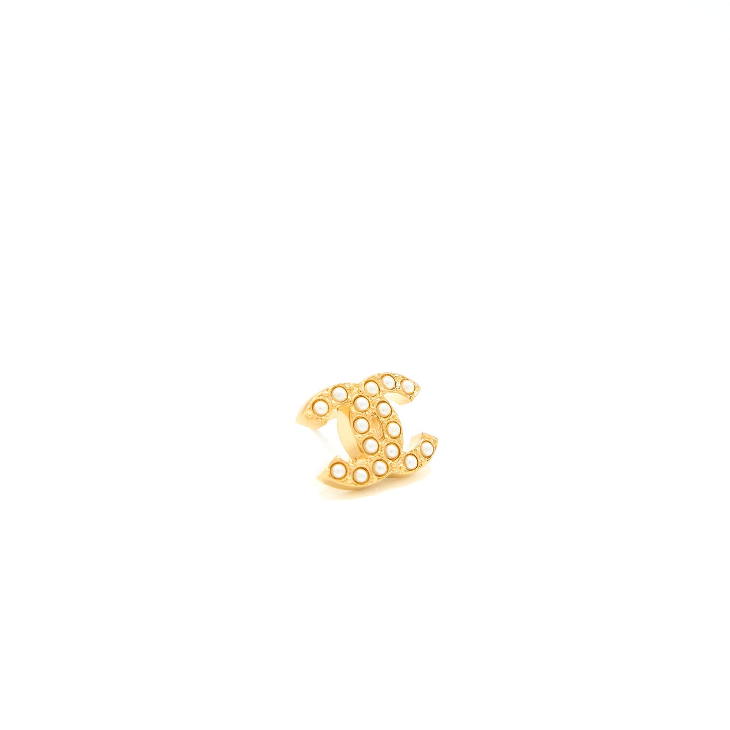 Chanel Mini Pearl CC Logo Earrings Gold Tone