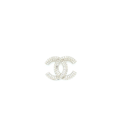 Chanel CC Logo Brooch Metal/Strass Silver Tone