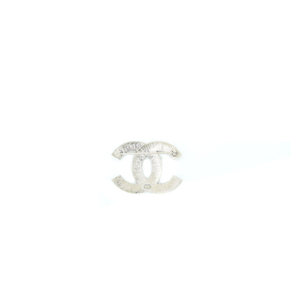 Chanel CC Logo Brooch Metal/Strass Silver Tone