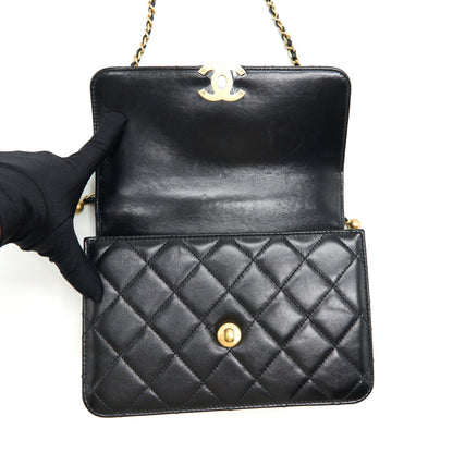 Chanel 21A Gold Crush Flap Bag Calfskin Black