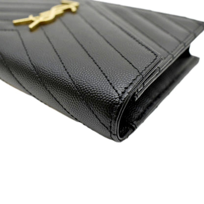 YVES SAINT LAURENT Cassandre Matelasse Chain Wallet Crossbody Bag Black