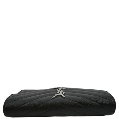 YVES SAINT LAURENT Monogram Grain De Poudre Leather Wallet Black