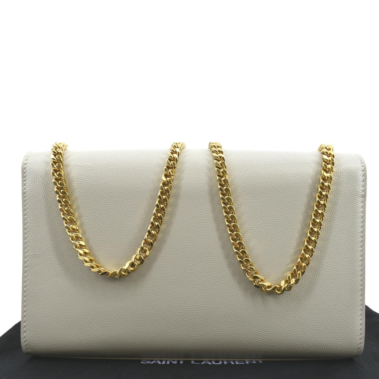 YVES SAINT LAURENT Kate Grain De Poudre Leather Shoulder Bag Ivory