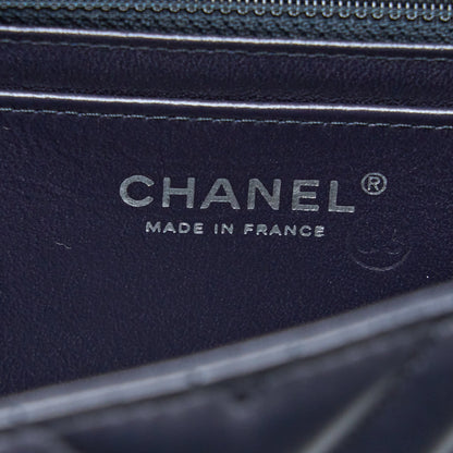Chanel Mini Rectangular Flap Bag Chevron Lambskin Navy