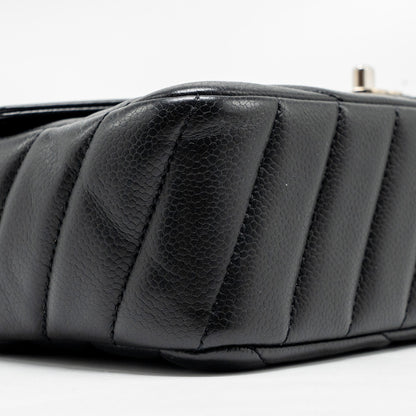 Chanel Envelop Flap Bag Chevron Caviar Black