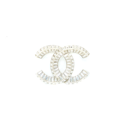 Chanel CC Logo Brooch Metal/Strass Silver Tone