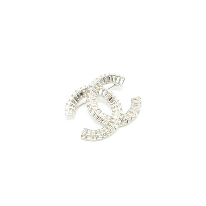 Chanel CC Logo Brooch Metal/Strass Silver Tone
