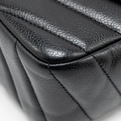 Chanel Envelop Flap Bag Chevron Caviar Black