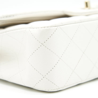 Chanel Medium Classic Double flap Bag Caviar White with L