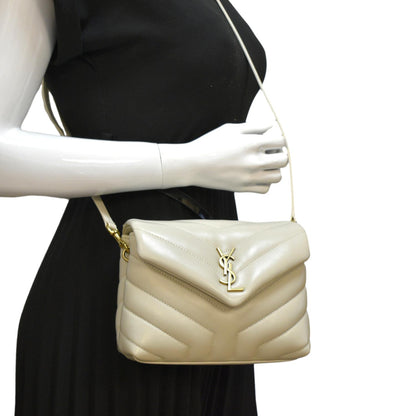 YVES SAINT LAURENT Toy Loulou Matelasse Leather Crossbody Bag Ivory