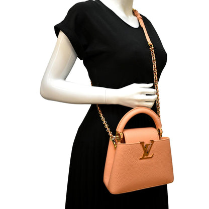 LOUIS VUITTON Capucines Mini Taurillon Python Leather Satchel Bag Topaze