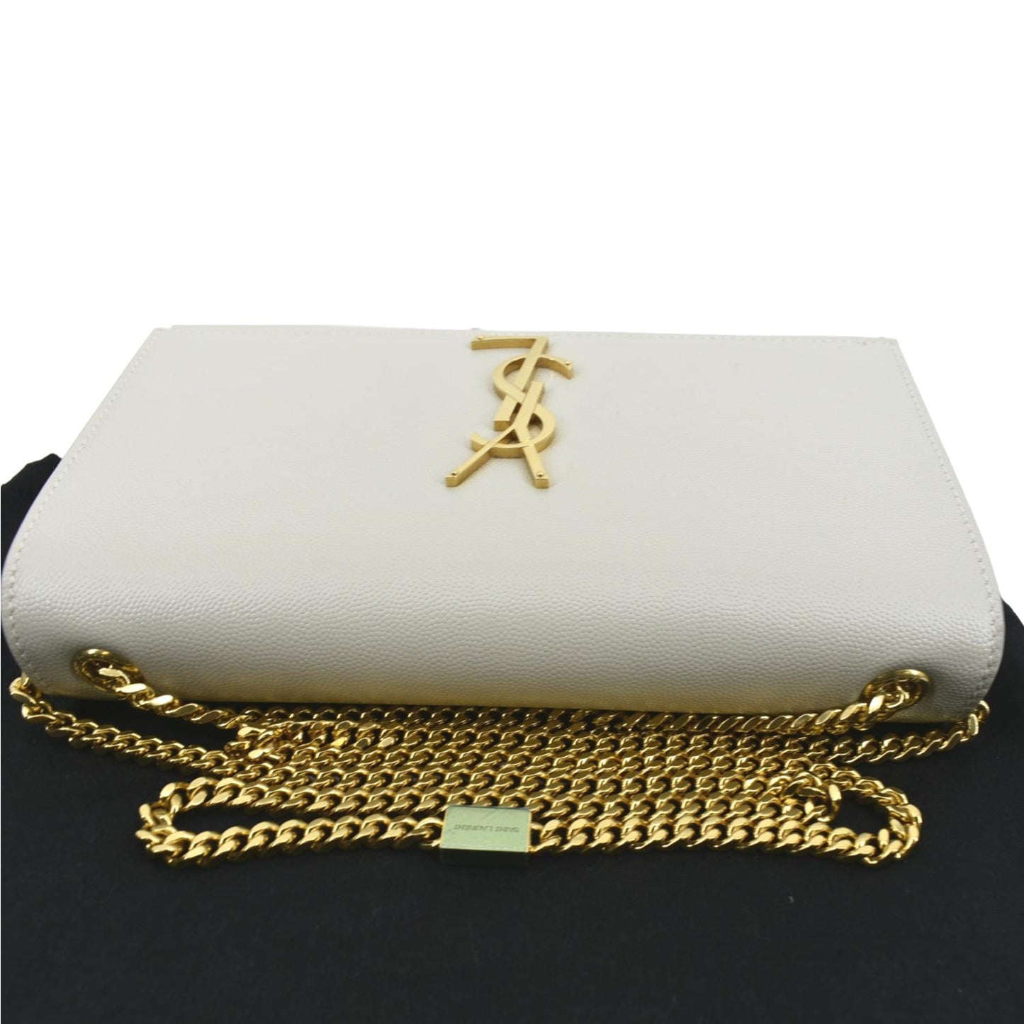 YVES SAINT LAURENT Kate Grain De Poudre Leather Shoulder Bag Ivory