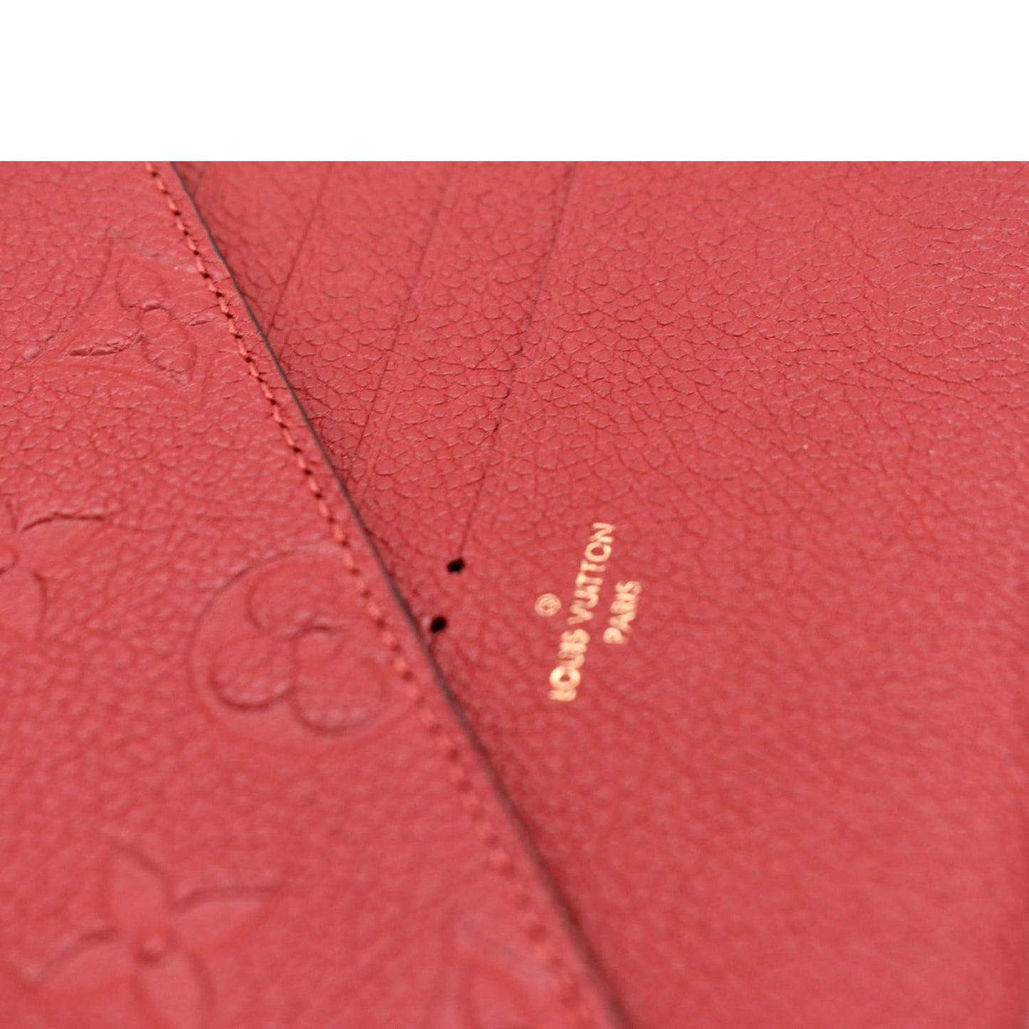 LOUIS VUITTON Pochette Felicie Monogram Empreinte Chain Wallet Red