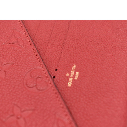LOUIS VUITTON Pochette Felicie Monogram Empreinte Chain Wallet Red