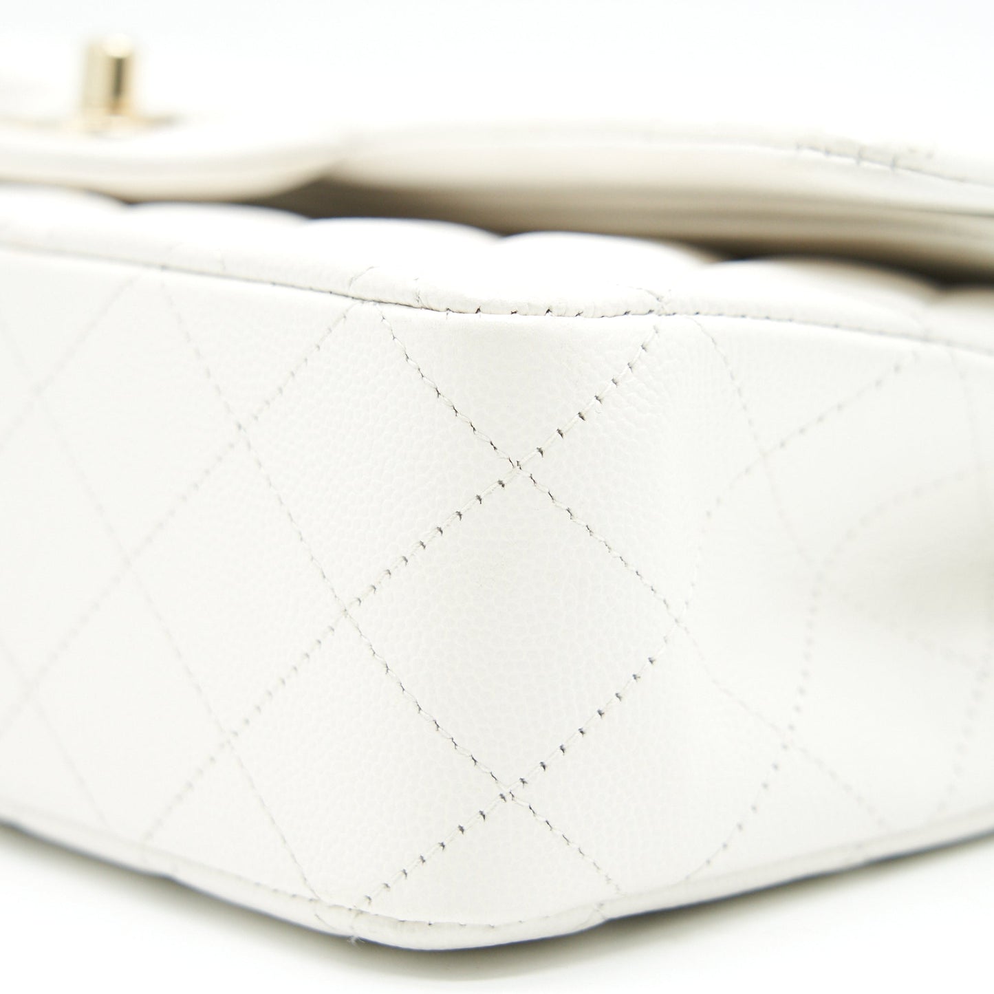 Chanel Medium Classic Double flap Bag Caviar White with L