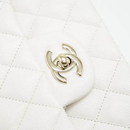 Chanel Medium Classic Double flap Bag Caviar White with L