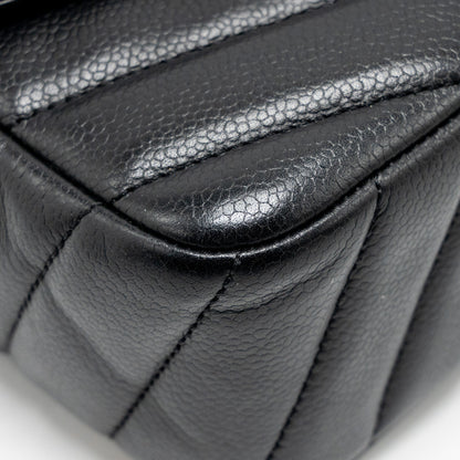 Chanel Envelop Flap Bag Chevron Caviar Black