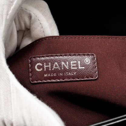 Chanel Medium Boy Bag Woven Black/White Ruthenium Hardware