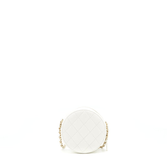 Chanel Round mini Bag Caviar white L
