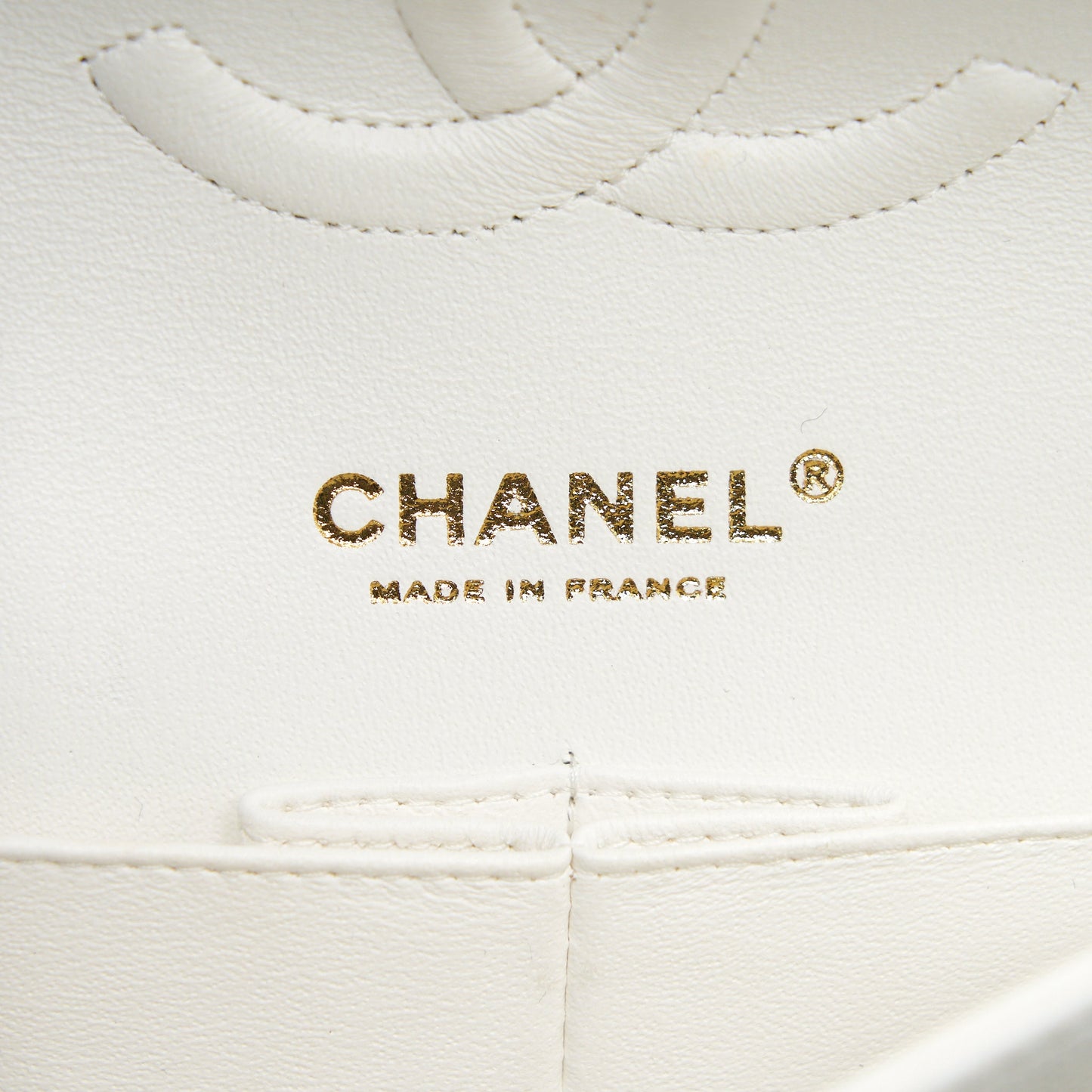 Chanel Medium Classic Double flap Bag Caviar White with L