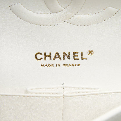 Chanel Medium Classic Double flap Bag Caviar White with L
