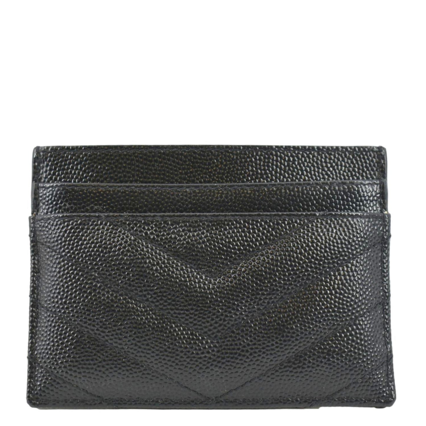 YVES SAINT LAURENT Cassandre Monogram Grain De Poudre Leather Card Holder Black