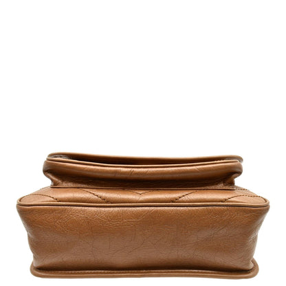 YVES SAINT LAURENT Niki Medium Leather Crossbody Bag Dark Brown