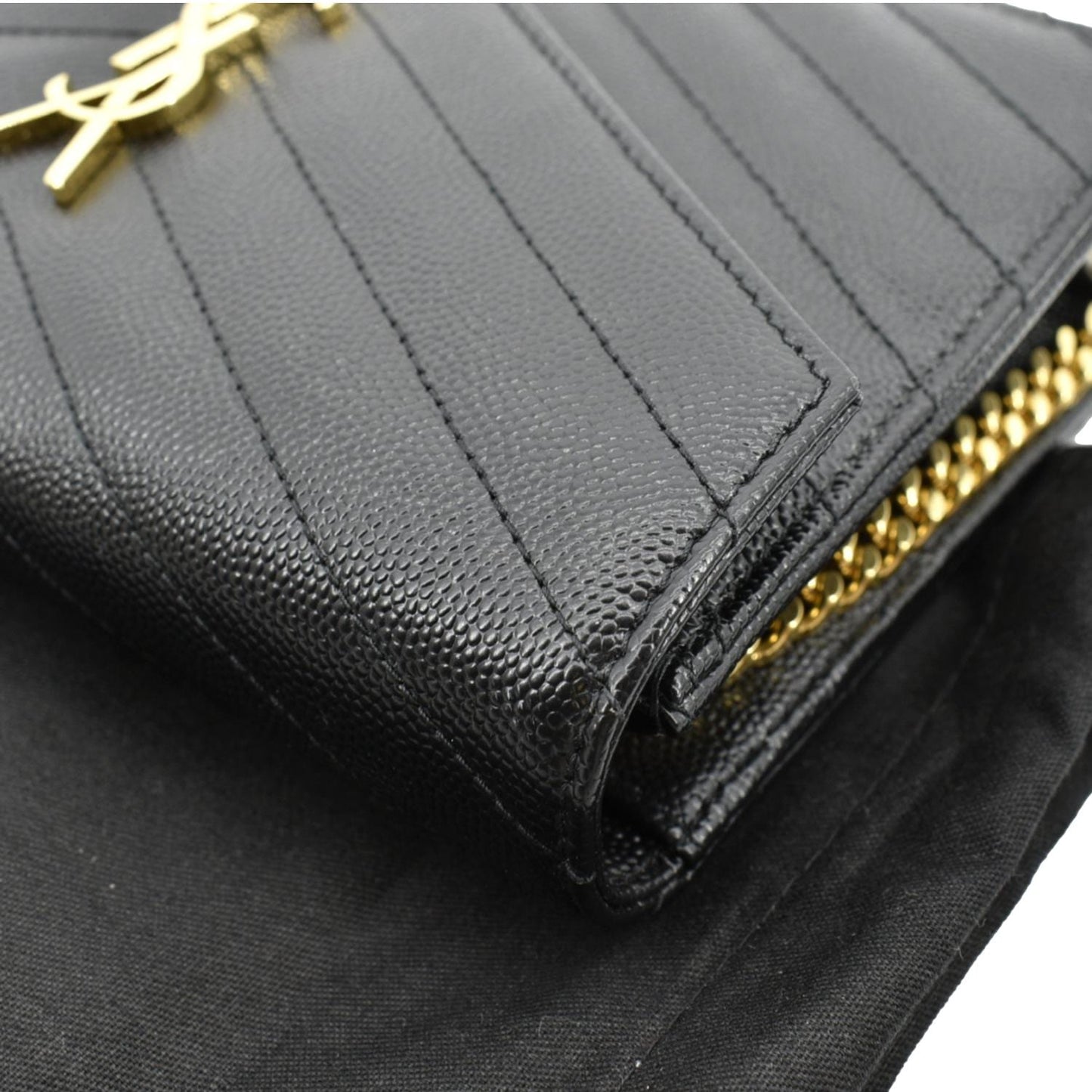 YVES SAINT LAURENT Wallet on Chain Leather Shoulder Bag Black