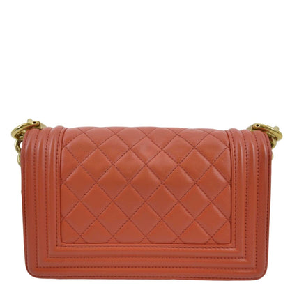 CHANEL Boy Flap Quilted Leather Shoulder Bag Red
