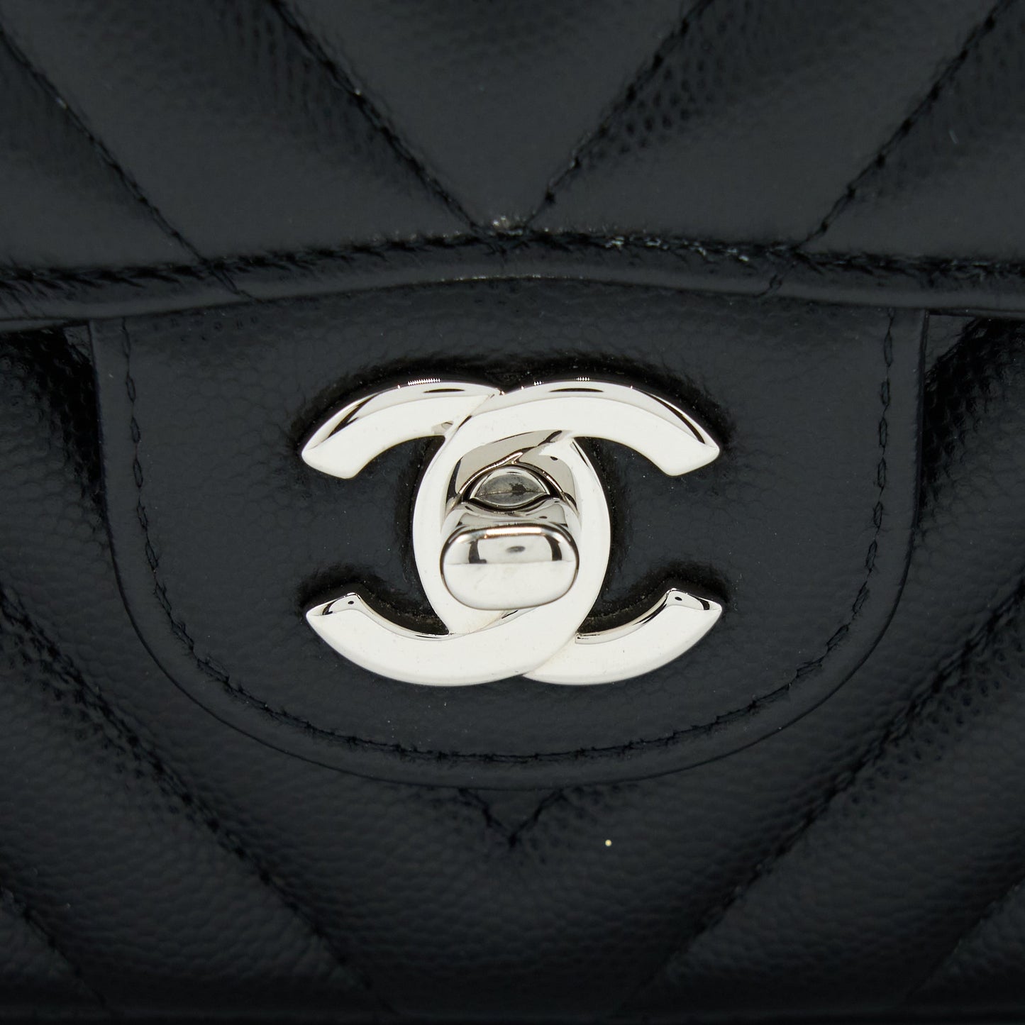 Chanel Medium Classic Double Flap Bag Chevron Caviar Black