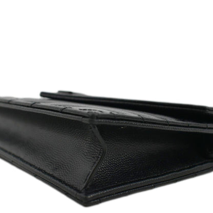 YVES SAINT LAURENT Envelope Chain Leather Crossbody Bag Black