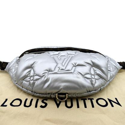 LOUIS VUITTON Nylon Monogram Canvas Maxi Bumbag Silver