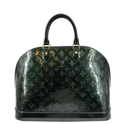 LOUIS VUITTON Alma GM Monogram Vernis Leather Satchel Bag Green