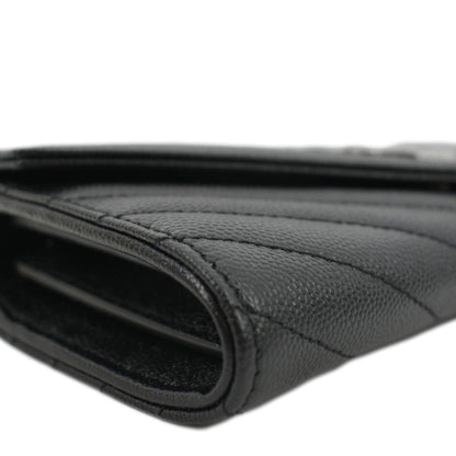 YVES SAINT LAURENT Monogram Grain De Poudre Leather Wallet Black