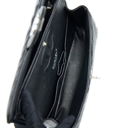 Chanel Medium Classic Double Flap Bag Chevron Caviar Black